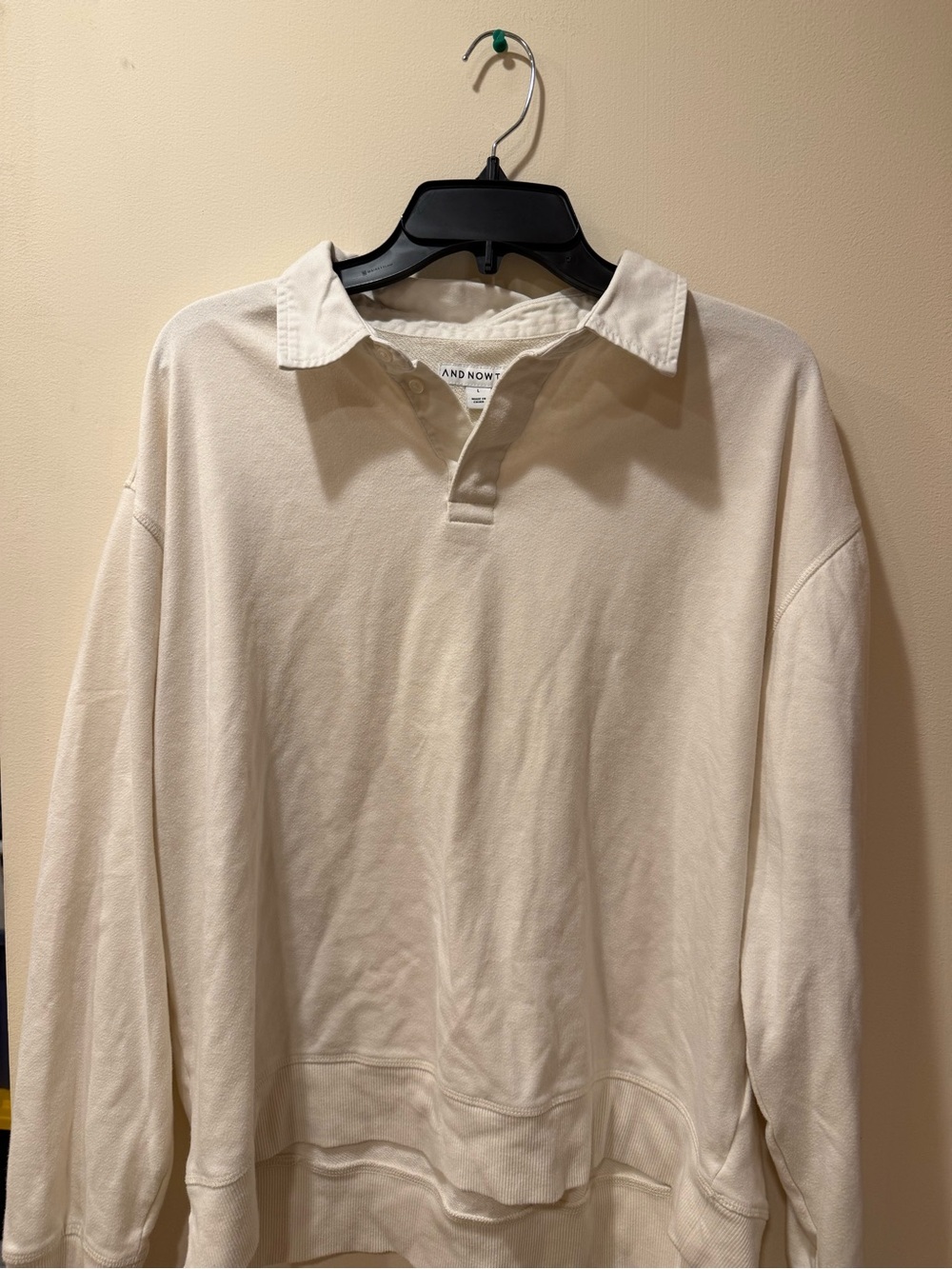 And Now Cream Long-Sleeve Polo Shirt